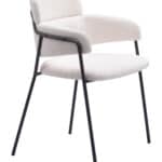 Cream Shearling-Style Dining Chair with Steel Legs (Set of 2)
