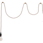 Black Plug-In Ceiling Lamp with Braided Wire and Adjustable Hanging