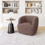 Swivel Chair with Shearling-Style Fabric and Powder-Coated Base