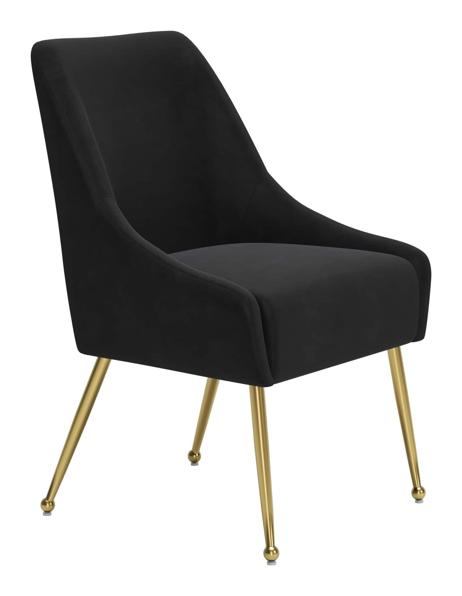 Black Velvet Upholstered Armchair with Gold Metal Legs 8 Black Velvet Upholstered Armchair with Gold Metal Legs - Image 8