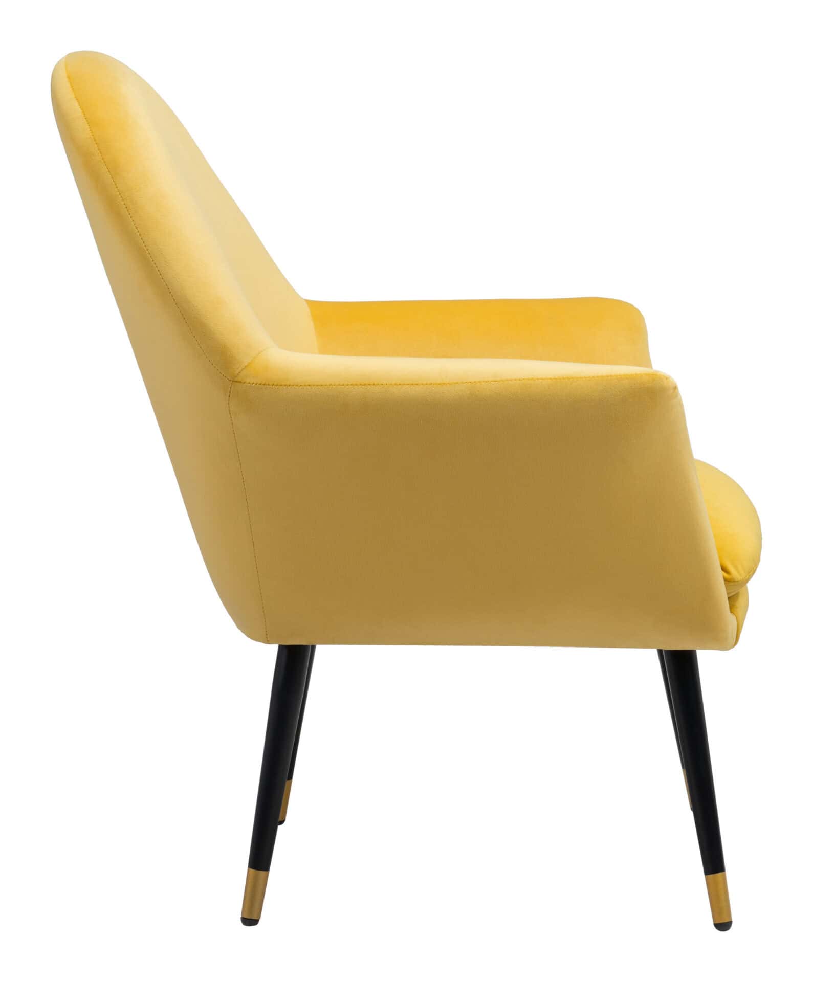 Yellow Velvet Boho Accent Chair with Powder Coated Steel Legs 3 Yellow Velvet Boho Accent Chair with Powder Coated Steel Legs - Image 3