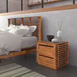 Scandinavian Modern Walnut End Table with Two Drawers