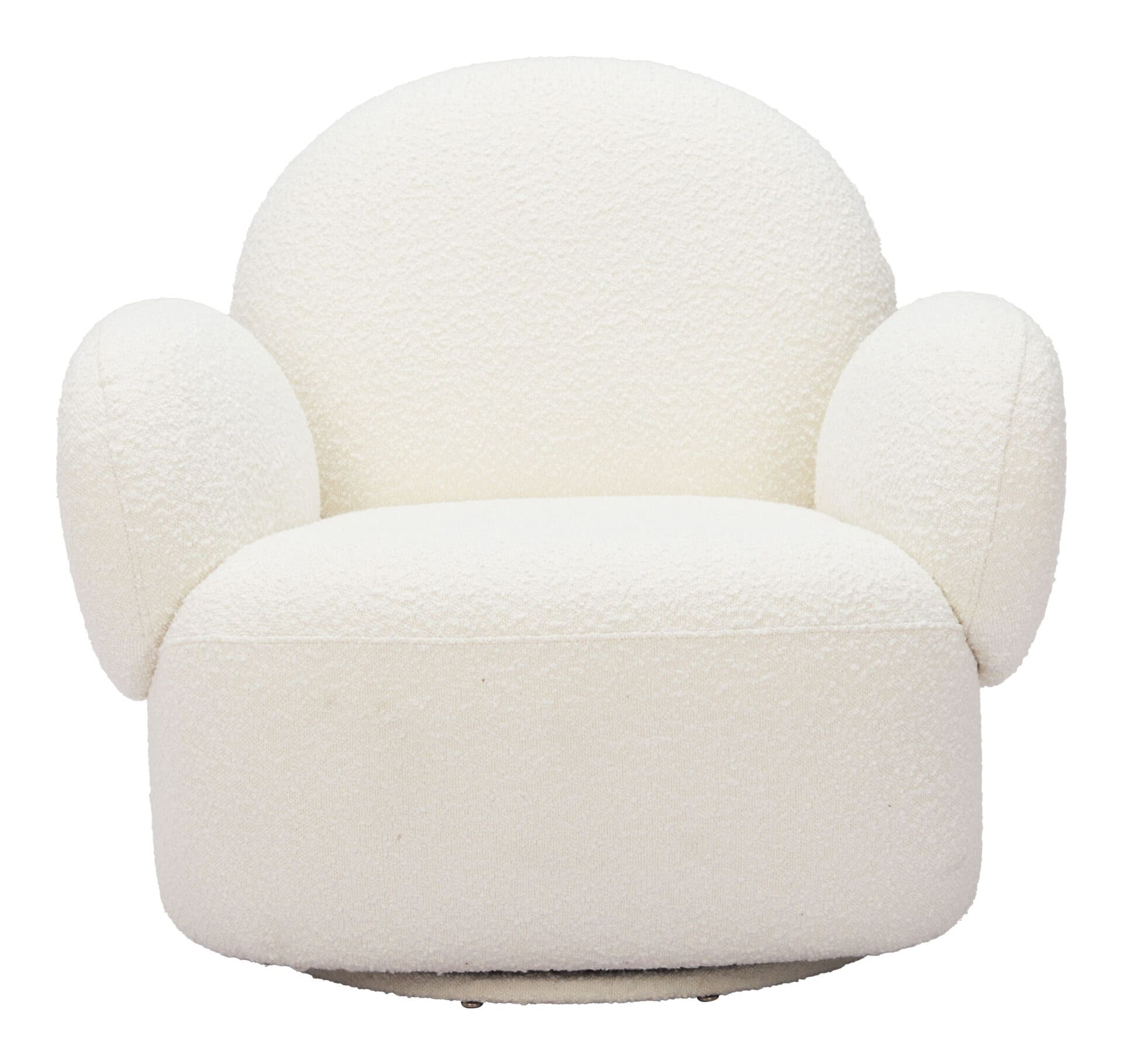 White Swivel Chair with Shearling-Style Fabric and 360-Degree Base 5 White Swivel Chair with Shearling-Style Fabric and 360-Degree Base - Image 5