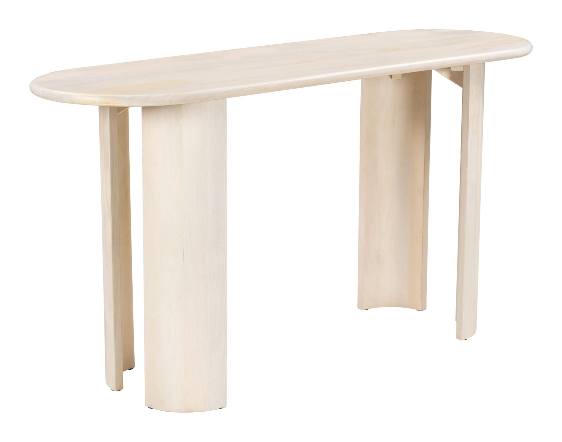 Natural White-Washed Acacia Wood Oval Console Table 2 Natural White-Washed Acacia Wood Oval Console Table - Image 2