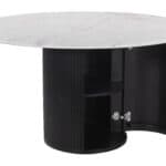 Round Mango Wood Dining Table with Hidden Storage Compartment