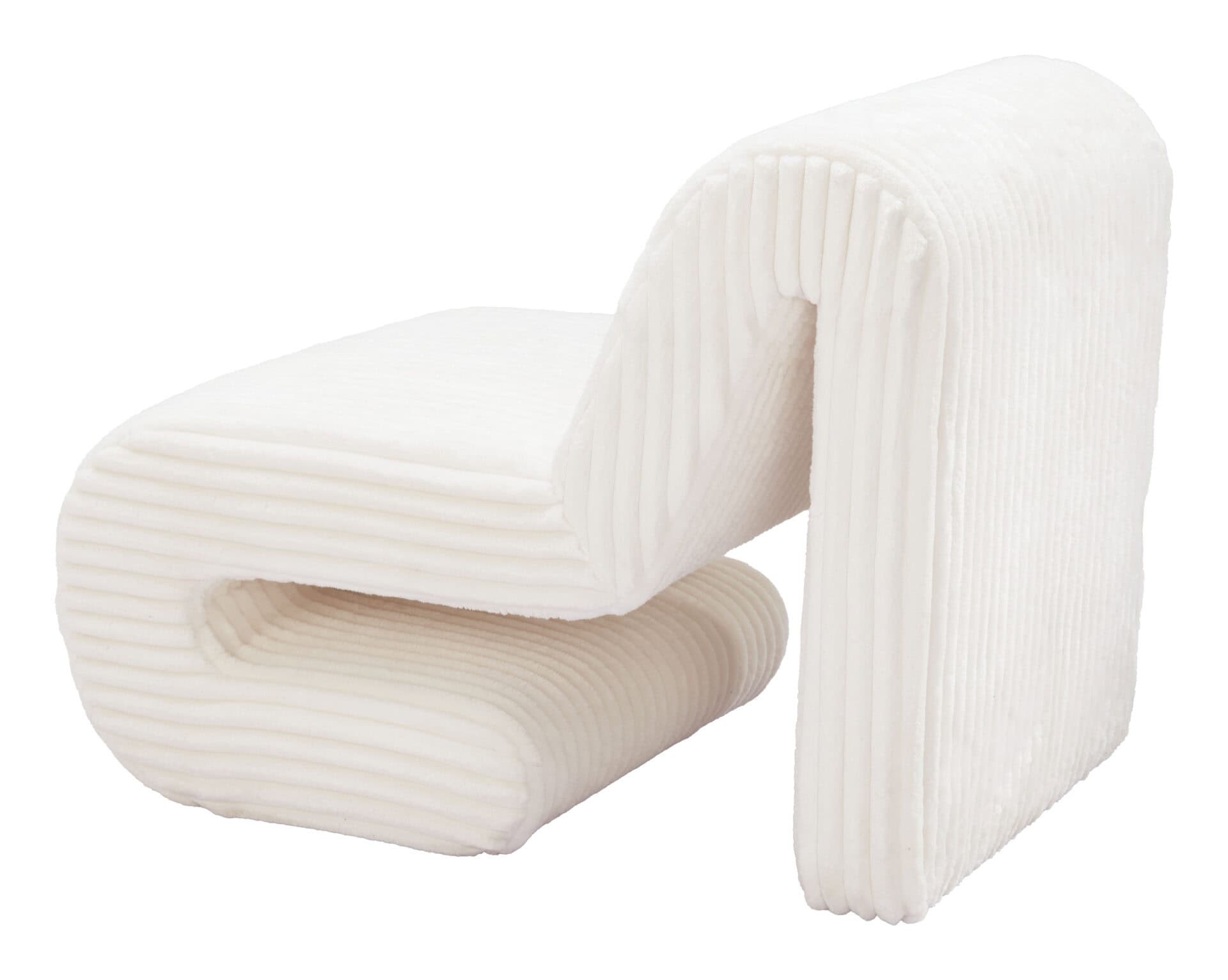 White Modern Glam Deco Accent Chair with Corduroy Upholstery 6 White Modern Glam Deco Accent Chair with Corduroy Upholstery - Image 6