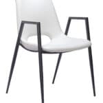 Mid-Century Modern Faux Leather Dining Chair with Steel Frame (Set of 2)