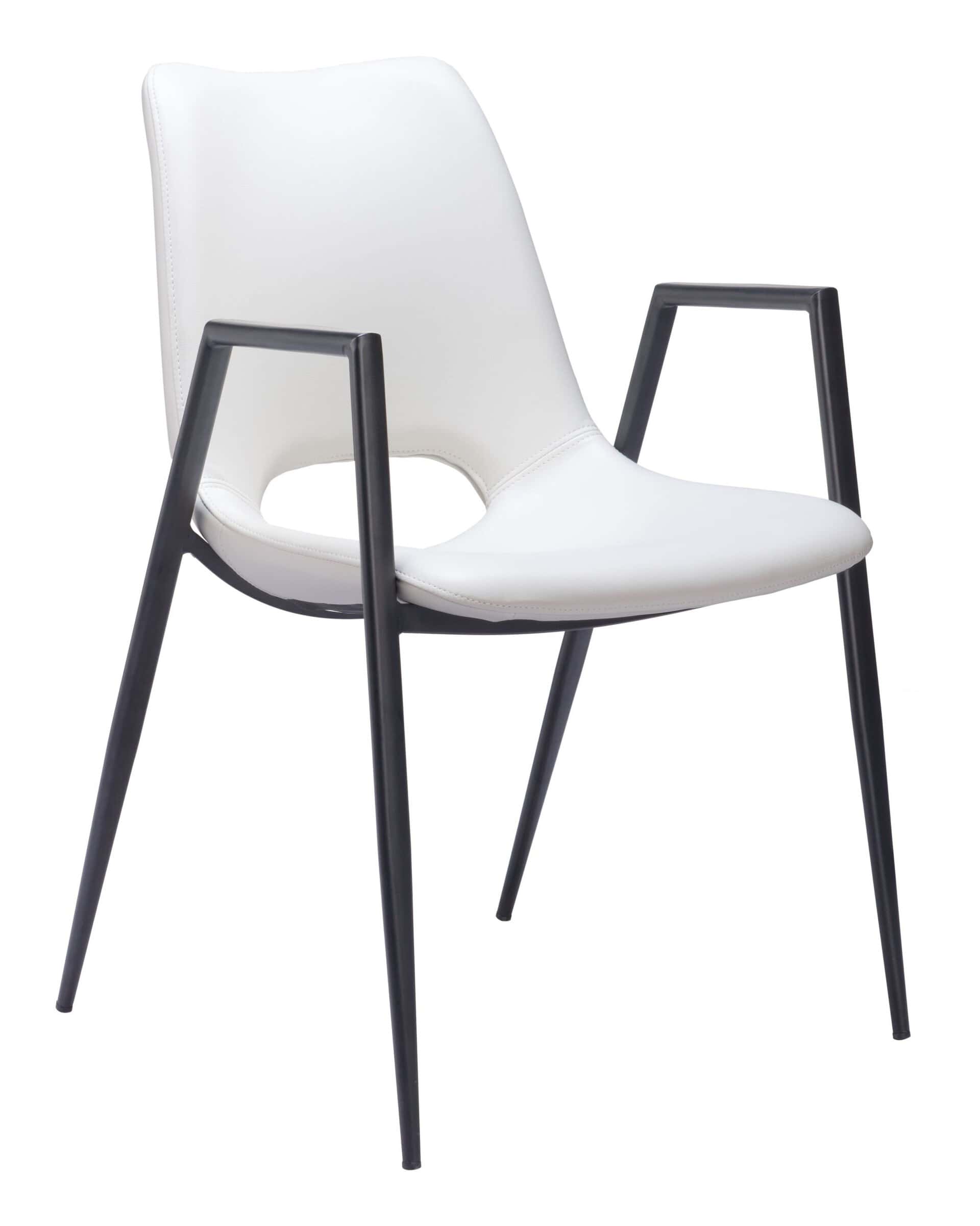 Mid-Century Modern Faux Leather Dining Chair with Steel Frame (Set of 2)