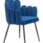 Navy Blue Velvet Dining Chairs with Armrests, Steel Frame (Set of 2) 17 Navy Blue Velvet Dining Chairs with Armrests, Steel Frame (Set of 2)