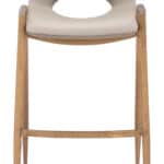 Beige Faux Leather Barstool with Gold Frame and Footrest (Set of 2)
