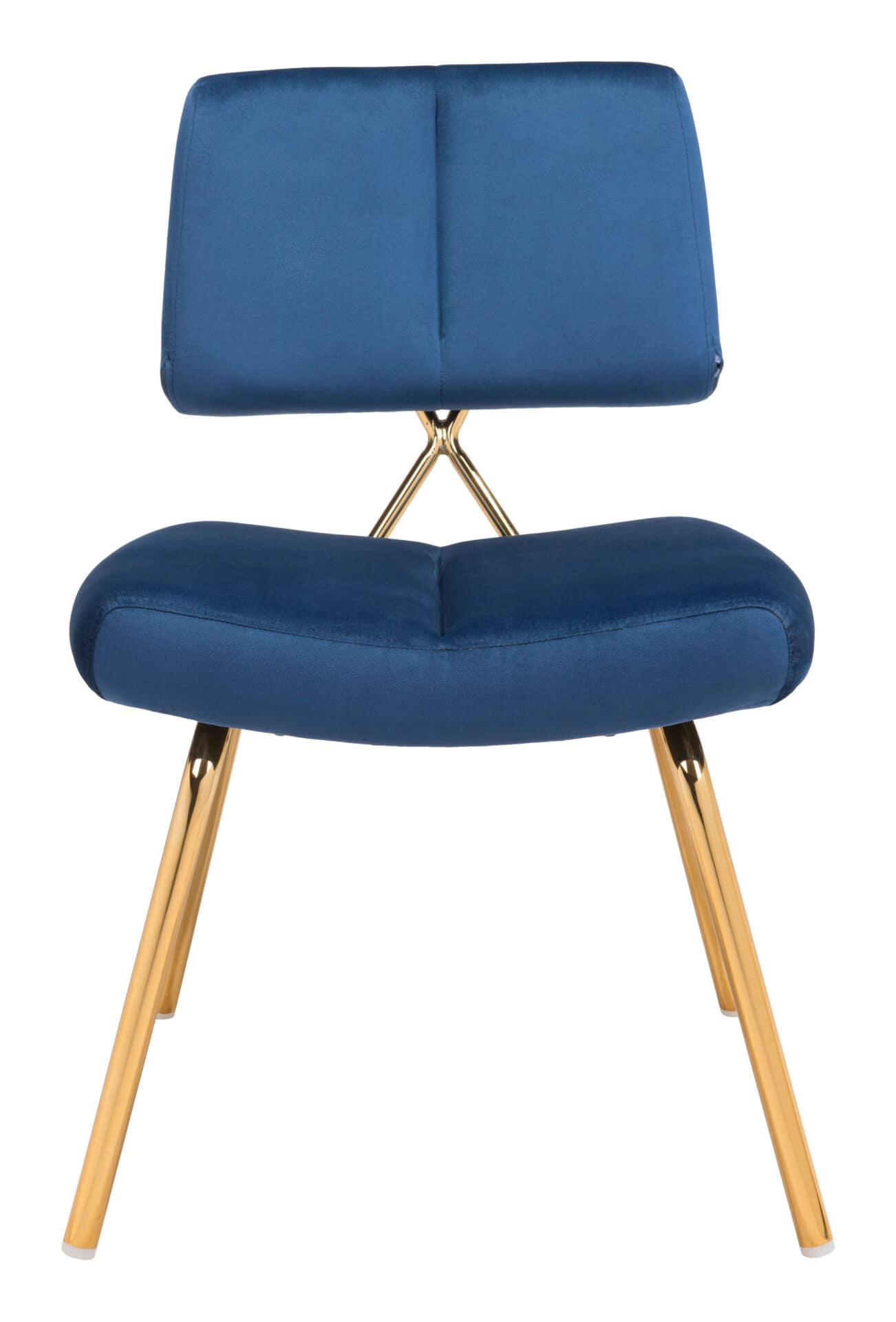 Blue Velvet Accent Chair with Gold Frame (Set of 2) 5 Blue Velvet Accent Chair with Gold Frame (Set of 2) - Image 5