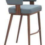 Plush Gray Barstool with Walnut Faux Wood and Armrests 8 Plush Gray Barstool with Walnut Faux Wood and Armrests