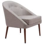 Gray Tufted Accent Chair with Curved Silhouette and Wood Legs