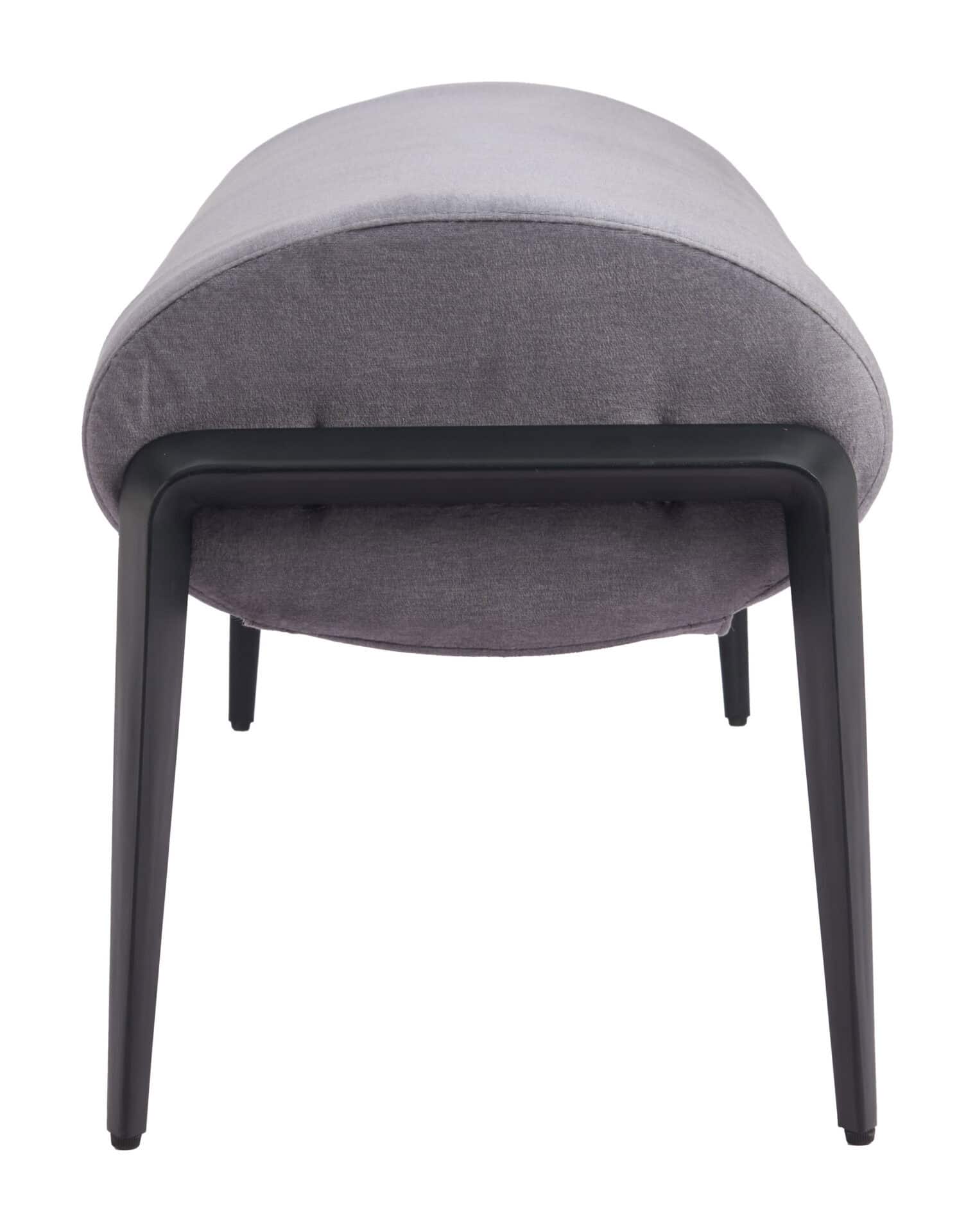 Modern Gray Velvet Bench with Steel Frame and Rubber Feet 2 Modern Gray Velvet Bench with Steel Frame and Rubber Feet - Image 2