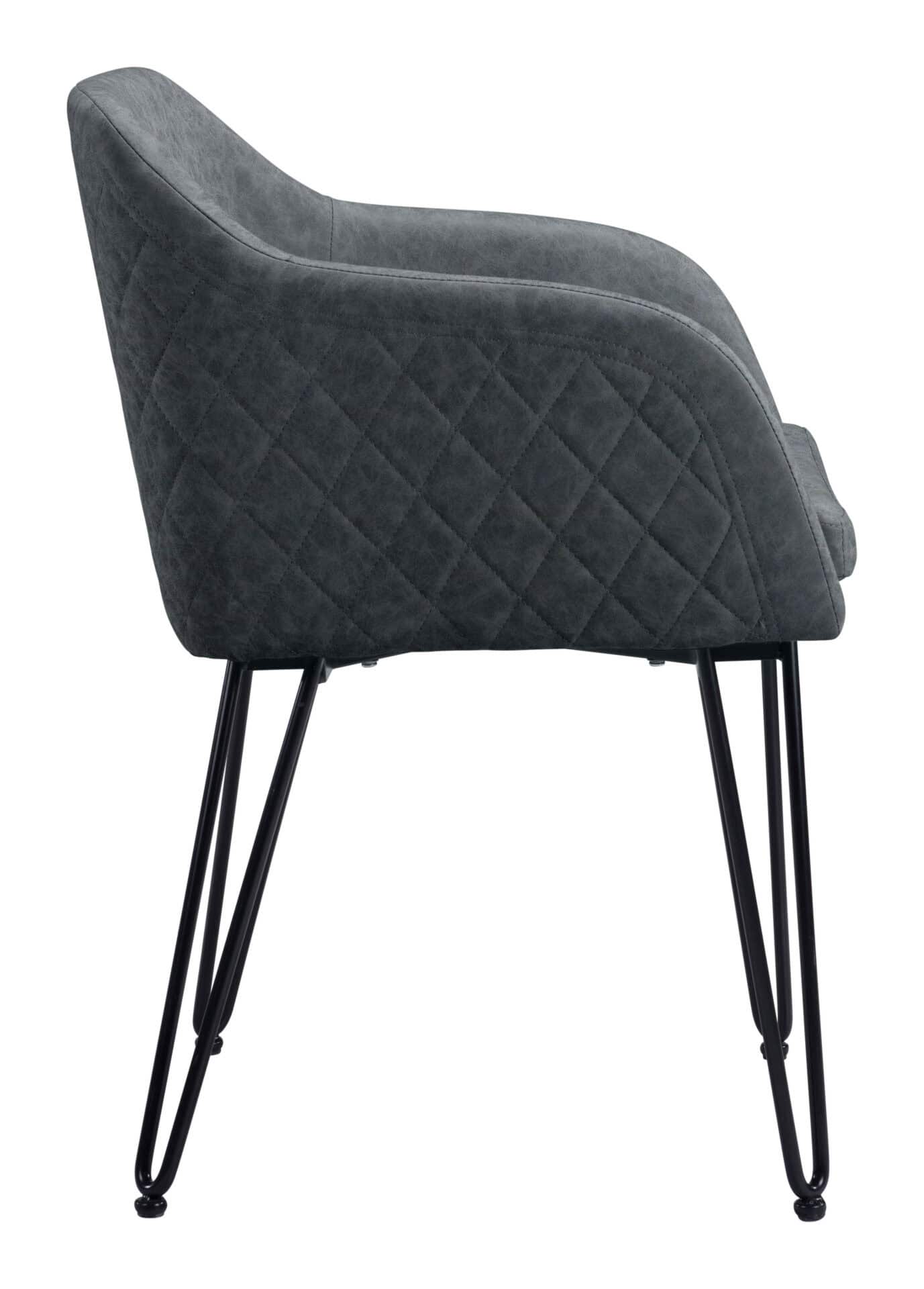 Vintage Gray Faux Leather Dining Chair with Armrest Support (Set of 2) 4 Vintage Gray Faux Leather Dining Chair with Armrest Support (Set of 2) - Image 4