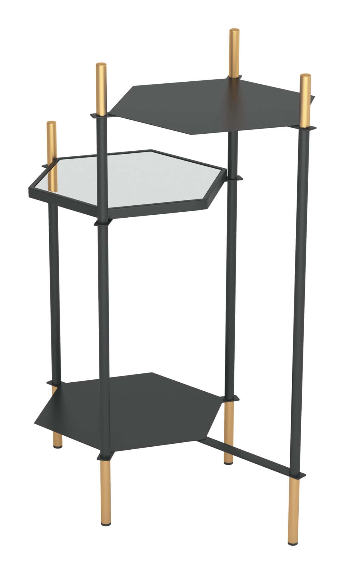 Hexagonal Black and Gold Side Table with Triple Storage Space 6 Hexagonal Black and Gold Side Table with Triple Storage Space - Image 6