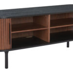 Modern Black and Walnut Entertainment Stand With Storage 18 Modern Black and Walnut Entertainment Stand With Storage