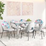Multicolor Velvet Dining Chairs with Steel Frame (Set of 2)