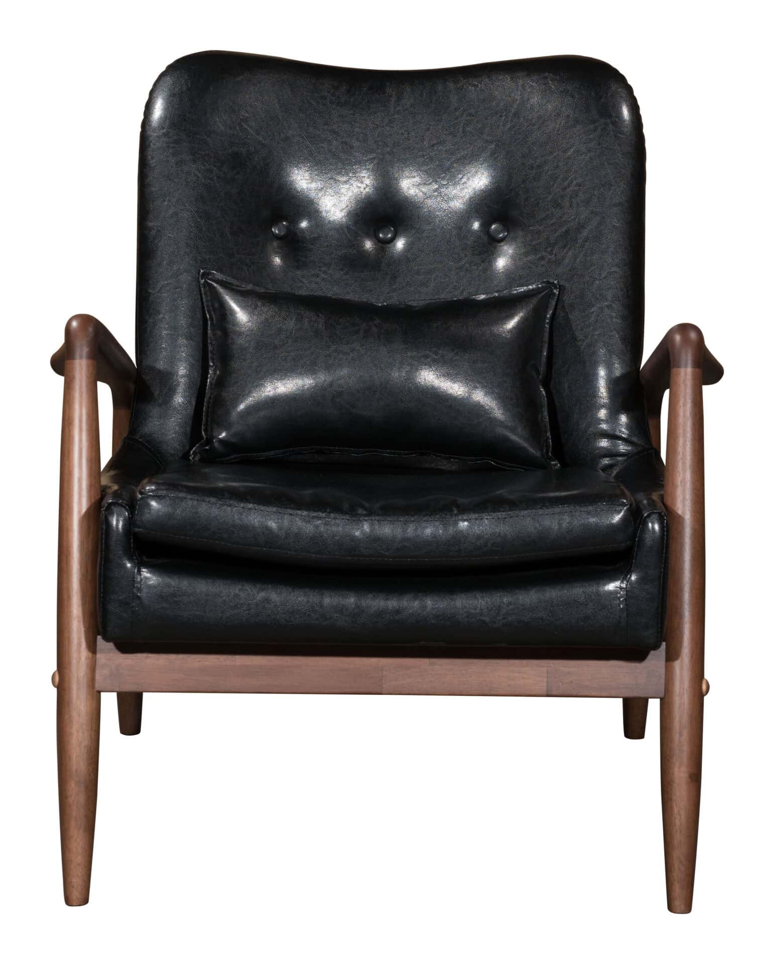 Mid-Century Modern Black Lounge Chair and Ottoman Set (2 Piece) 5 Mid-Century Modern Black Lounge Chair and Ottoman Set (2 Piece) - Image 5
