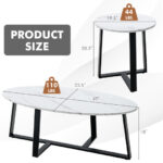 Faux Marble Nesting Coffee Table Set with Black Legs (Set of 2)