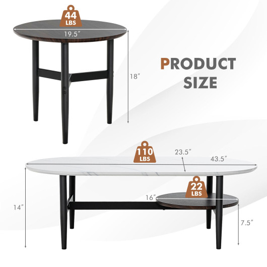 Modern White Nesting Coffee Tables with Storage Shelf (Set of 2) 4 Modern White Nesting Coffee Tables with Storage Shelf (Set of 2) - Image 4