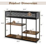 Rustic Brown Industrial Console Table with Wire Basket and Shelves 12 Rustic Brown Industrial Console Table with Wire Basket and Shelves