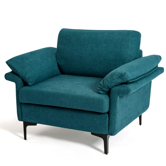 Modern Fabric Accent Chair with Cushions and Metal Legs 4 Modern Fabric Accent Chair with Cushions and Metal Legs - Image 4