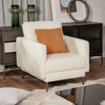 Modern Upholstered Accent Chair with Detachable Cushion and Metal Legs