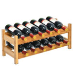 Bamboo Wine Rack Holds 12 Bottles with Space-Saving Design