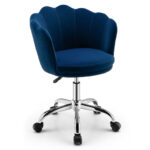 Velvet Upholstered Shell Back Desk Chair with Wheels