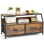 Rustic Brown TV Stand with 2 Drawers and Shelves