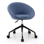Adjustable Swivel Linen Accent Chair with Round Back