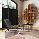 4-Panel Freestanding Folding Room Divider with Privacy Fabric