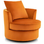 Modern Orange Swivel Barrel Chair with No Assembly Needed