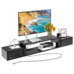 55 Inch Wall-Mounted Floating TV Stand with Power Outlet