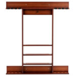 Wall-Mounted Pine Wood Billiards Pool Cue Rack with Shelves