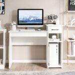 White Computer Desk with Drawer, Shelf, and Smooth Wood Finish 14 White Computer Desk with Drawer, Shelf, and Smooth Wood Finish