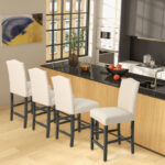Counter Height Linen Fabric Barstools with Nailhead Trim (Set of 2)