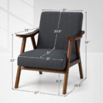 Modern Ergonomic Leisure Chair with Thick Cushion and Wood Frame 12 Modern Ergonomic Leisure Chair with Thick Cushion and Wood Frame