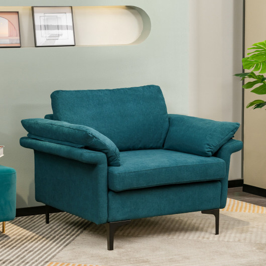Modern Fabric Accent Chair with Cushions and Metal Legs 2 Modern Fabric Accent Chair with Cushions and Metal Legs - Image 2