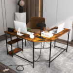 L Shaped Desk with Outlets USB Ports and Shelves 14 L Shaped Desk with Outlets USB Ports and Shelves