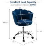 Velvet Upholstered Shell Back Desk Chair with Wheels