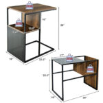 Reversible C Shaped End Table with Wooden Shelf Brown 11 Reversible C Shaped End Table with Wooden Shelf Brown