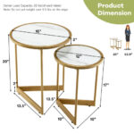White Marble Nesting Coffee Tables with Gold Frame (Set of 2) 12 White Marble Nesting Coffee Tables with Gold Frame (Set of 2)