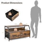 Rustic Brown TV Stand with 2 Drawers and Shelves
