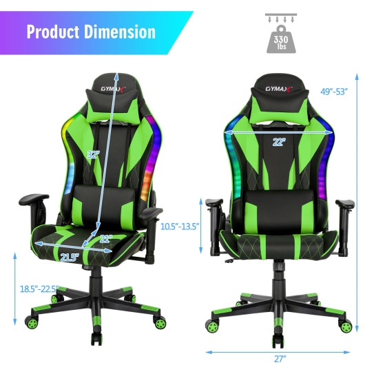 Adjustable RGB Gaming Chair with LED Lights and Ergonomic Design