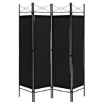 4-Panel Freestanding Folding Room Divider with Privacy Fabric