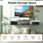 55 Inch Wall-Mounted Floating TV Stand with Power Outlet