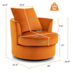 Modern Orange Swivel Barrel Chair with No Assembly Needed