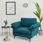 Modern Fabric Accent Chair with Cushions and Metal Legs 8 Modern Fabric Accent Chair with Cushions and Metal Legs